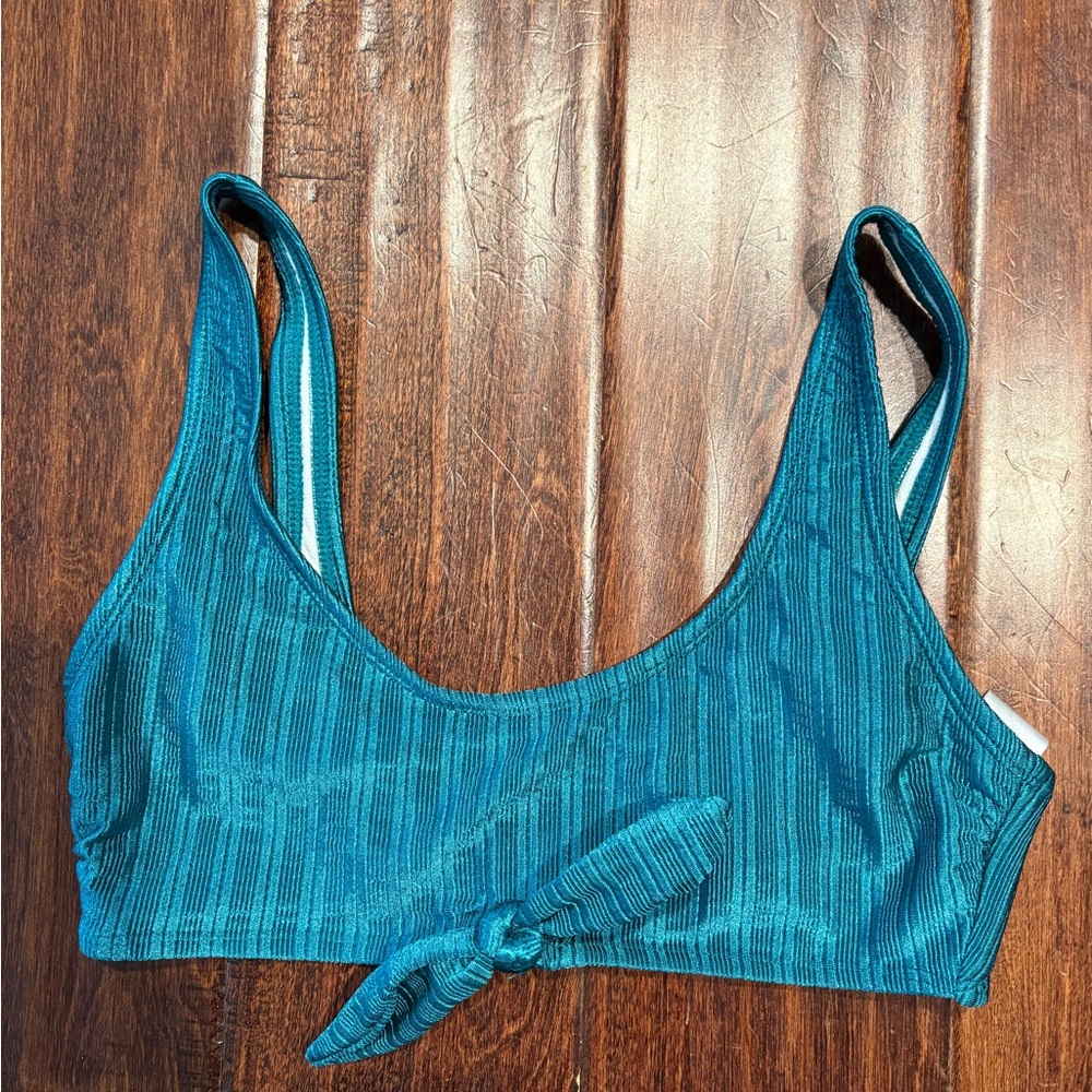 Salt + Cove Blue Bikini Top with Ribbed Texture